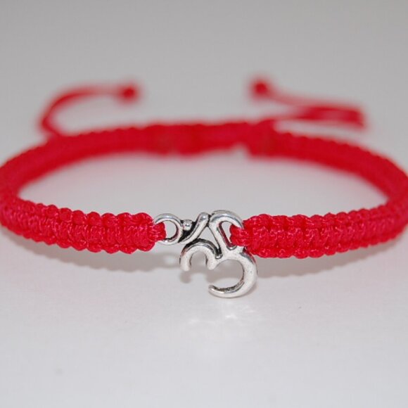 Om Bracelet,Yoga Bracelet,Drawstring Om Bracelet,Red Bracelet - Picture 1 of 2